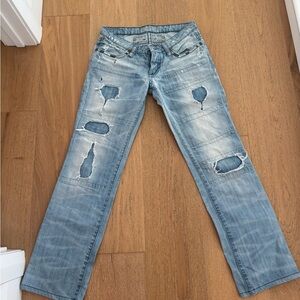 Robin's Jean Sky Blue Ripped Straight Leg Jeans